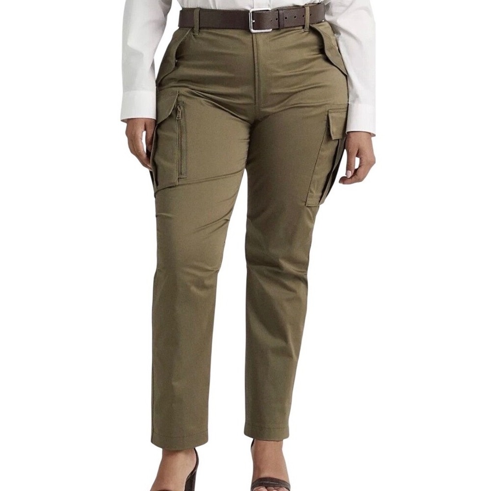 Lauren Ralph Lauren Womens‎ Olive Green Cargo Pants High Rise Straight 20W NWT